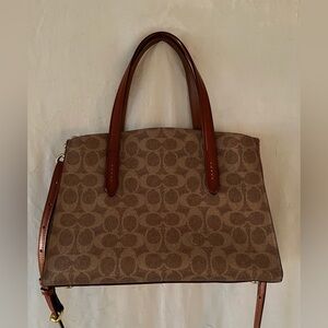 Coach Tan and Brown Signature Shoulder Bag